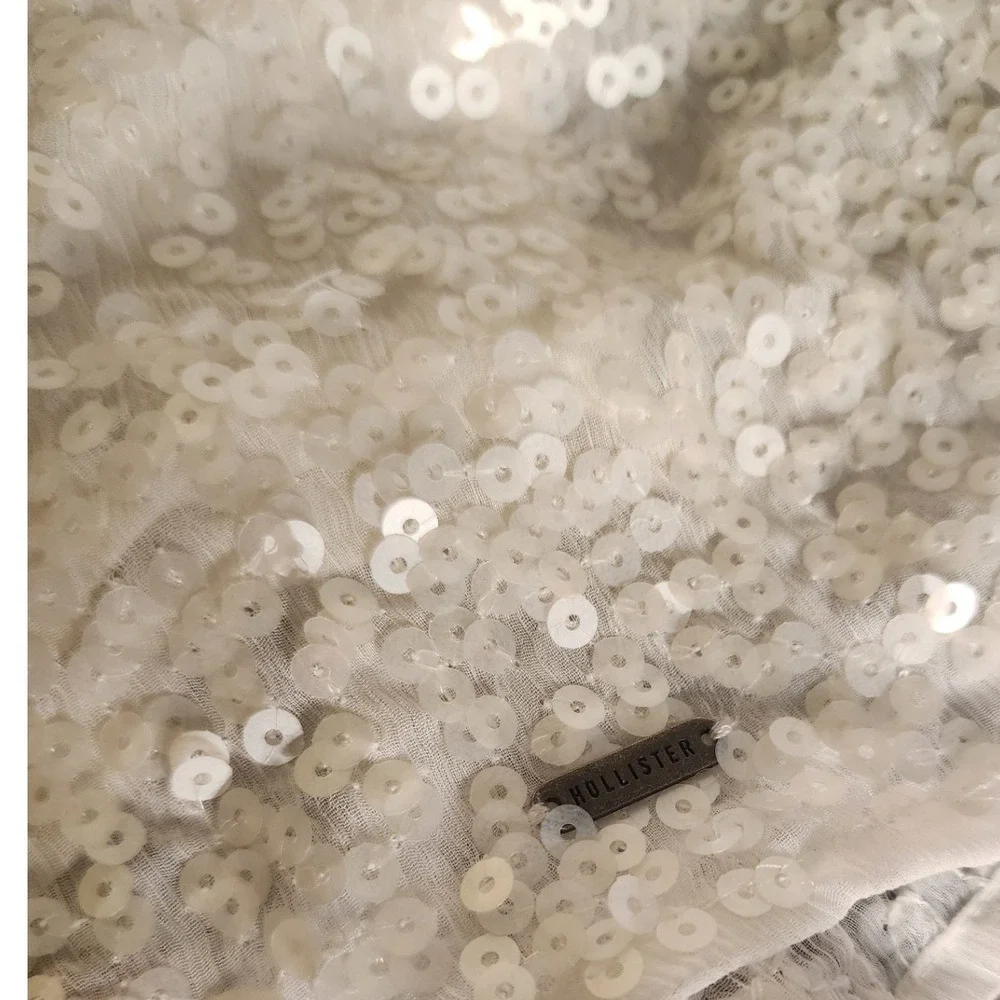 Hollister White Sequin Mini Skirt | Size M | Y2K Party Glam